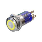 Metzler - Drucktaster 16mm - LED Ringbeleuchtung 230 V Gelb - IP67 IK10 - Edelstahl - Flach - Lötkontakte