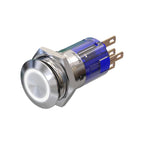 Metzler - Drucktaster 16mm - LED Ringbeleuchtung Weiß - IP67 IK10 - Edelstahl - Flach - Lötkontakte