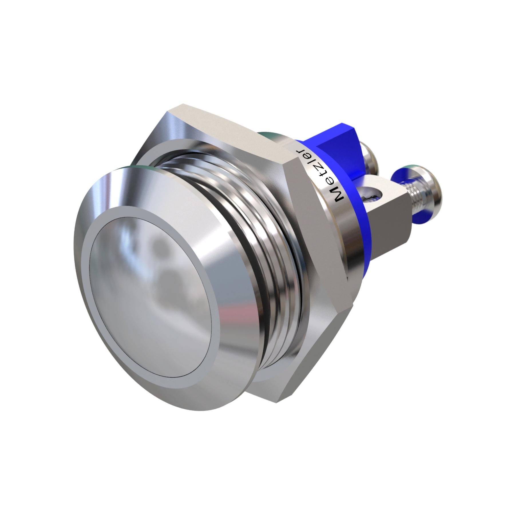 Metzler - Drucktaster 16mm - IP67 IK10 - Edelstahl - Gewölbt - Schraubkontakte