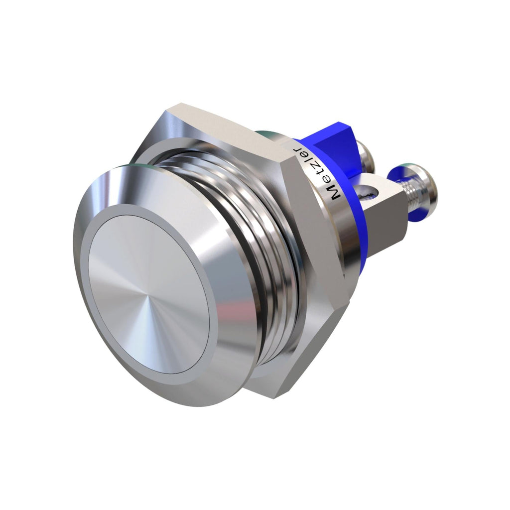 Metzler - Drucktaster 16mm - IP67 IK10 - Edelstahl - Flach - Schraubkontakte