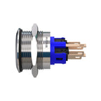 Metzler - Drucktaster 22mm - LED Ringbeleuchtung Weiß - IP67 IK10 - Edelstahl - Flach - Lötkontakte