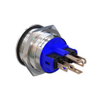 Metzler - Drucktaster 22mm - LED Ringbeleuchtung Blau - IP67 IK10 - Edelstahl - Flach - Lötkontakte