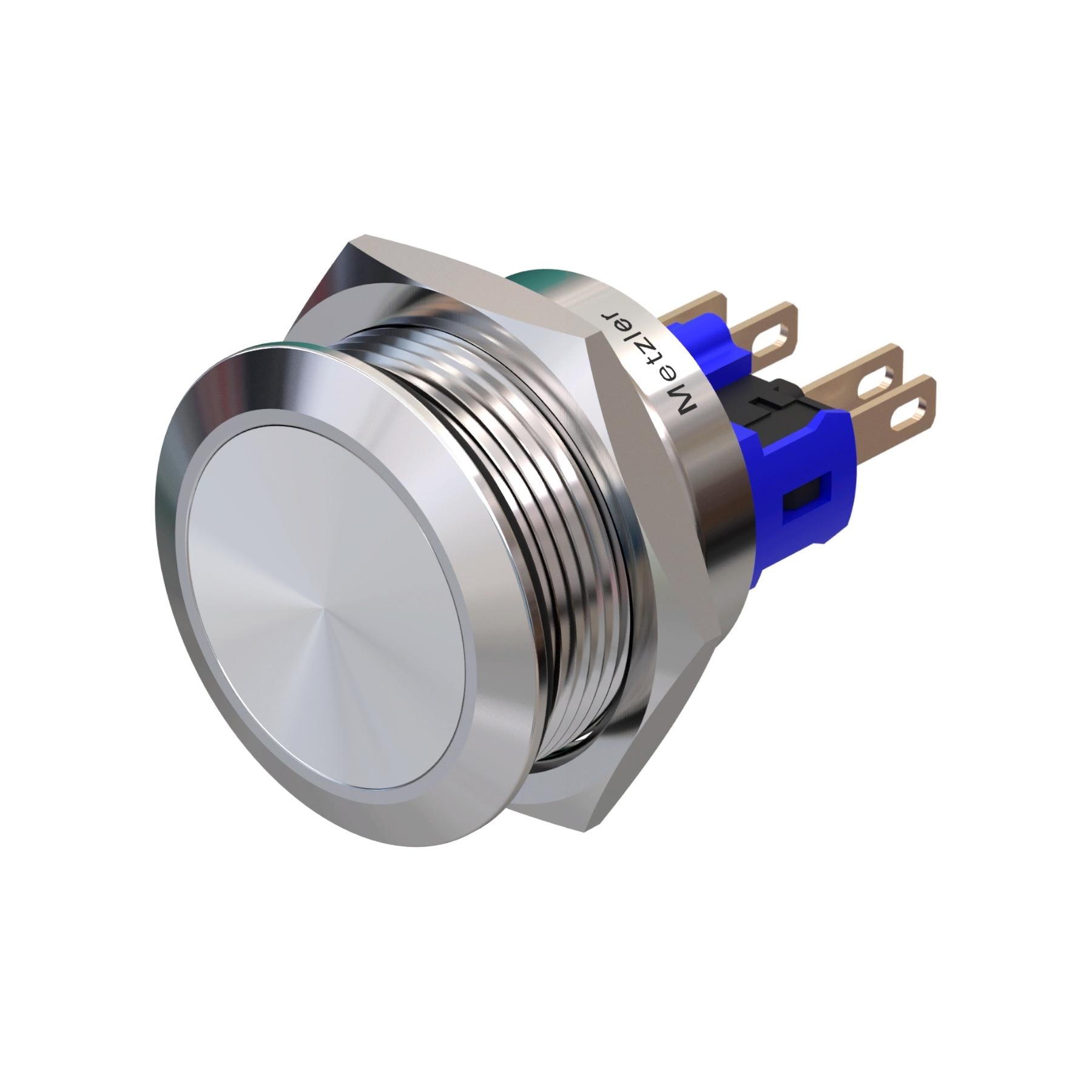 Metzler - Drucktaster 22mm - IP67 IK10 - Edelstahl - Flach - Lötkontakte