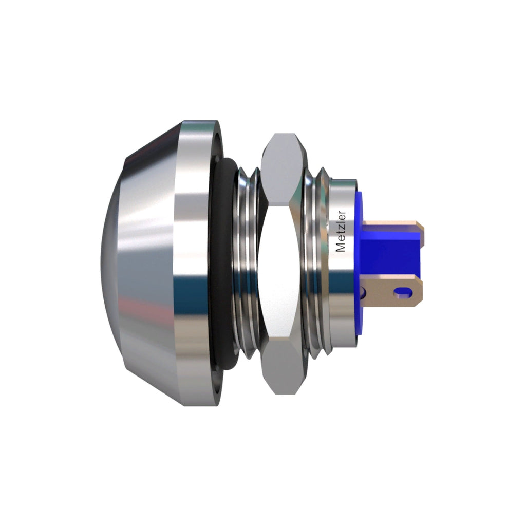 Metzler - Drucktaster 12mm - IP67 IK10 - Edelstahl - Gewölbt - Lötkontakte