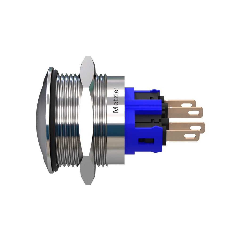 Metzler - Drucktaster 22mm - IP67 IK10 - Edelstahl - Gewölbt - Lötkontakte