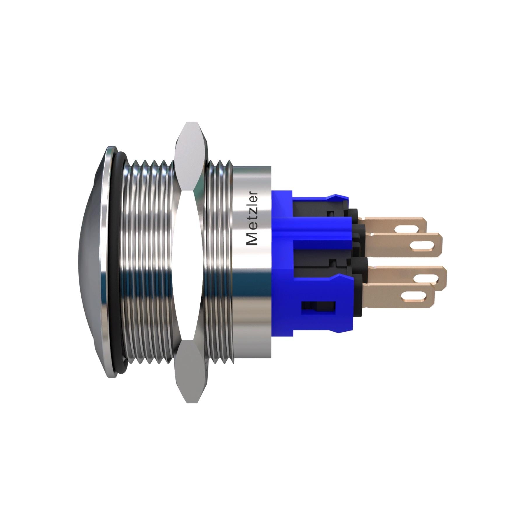 Metzler - Drucktaster 22mm - IP67 IK10 - Edelstahl - Gewölbt - Lötkontakte