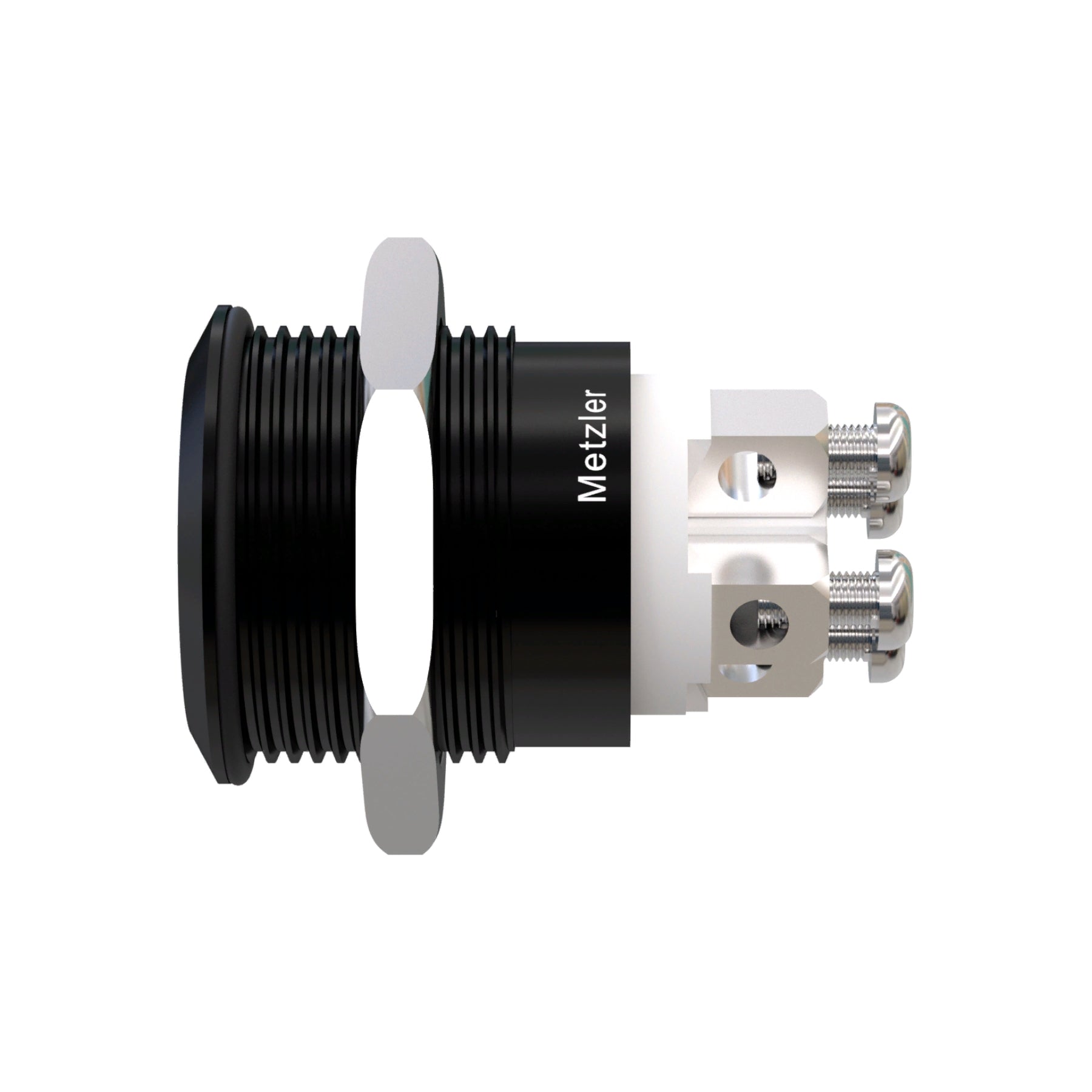 Metzler - Drucktaster 19mm - LED Ringbeleuchtung Gelb - IP67 IK10 - Aluminium - Flach - Schraubkontakte