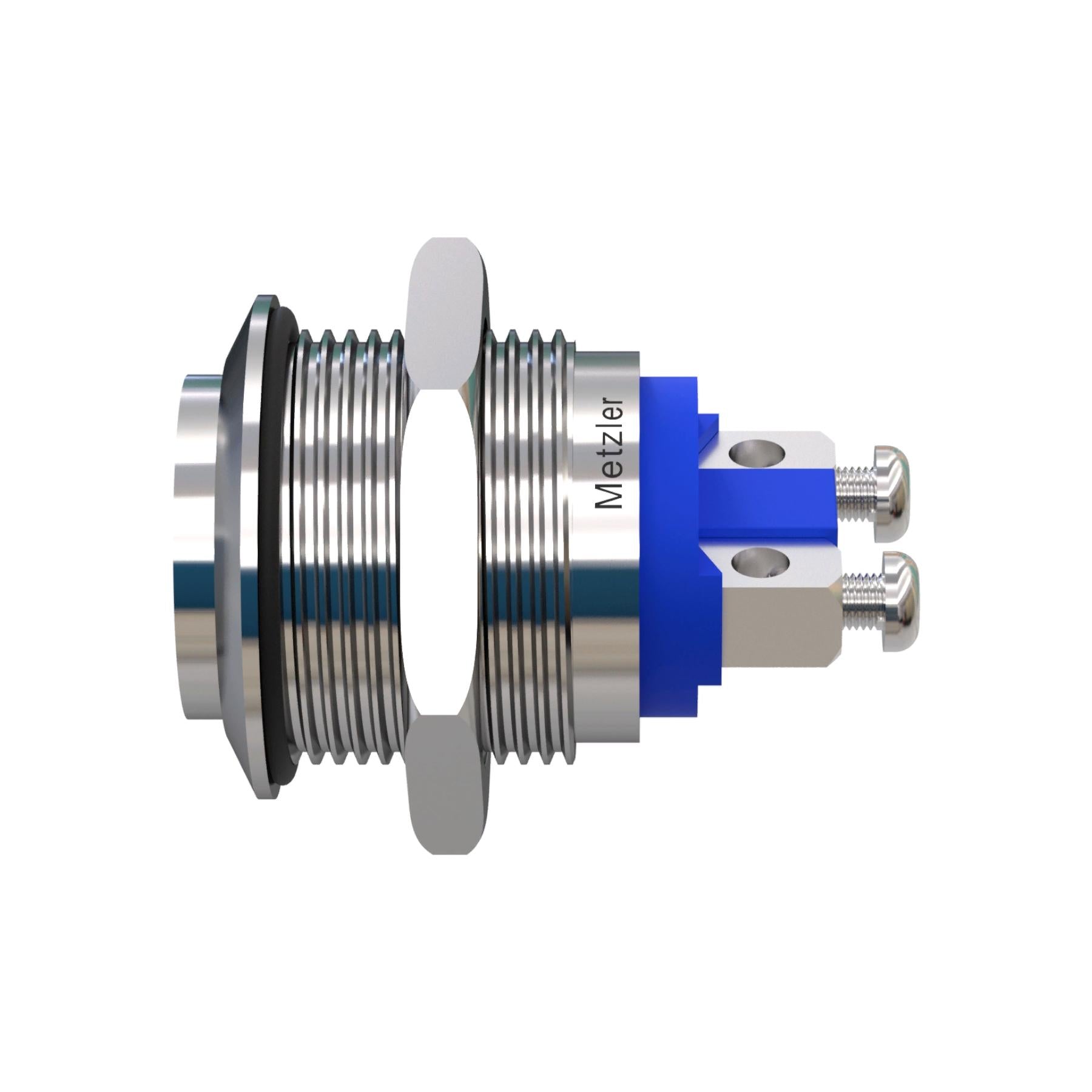 Metzler - Drucktaster 19mm - IP67 IK10 - Edelstahl - Hervorstehend - Schraubkontakte