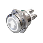 Metzler - Drucktaster 19mm - LED Symbol Pfeil Weiß - IP67 IK10 - Edelstahl - Flach - Schraubkontakte