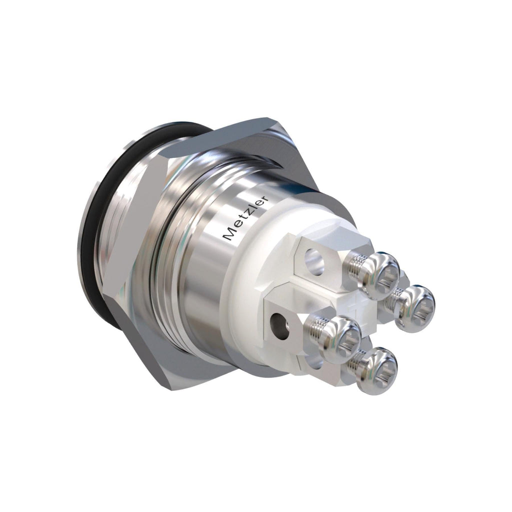 Metzler - Drucktaster 19mm - LED Symbol Glocke Rot - IP67 IK10 - Edelstahl - Flach - Schraubkontakte