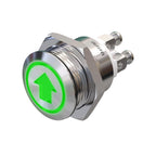 Metzler - Drucktaster 19mm - LED Symbol Pfeil Grün - IP67 IK10 - Edelstahl - Flach - Schraubkontakte