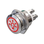 Metzler - Drucktaster 19mm - LED Symbol Licht Rot - IP67 IK10 - Edelstahl - Flach - Schraubkontakte