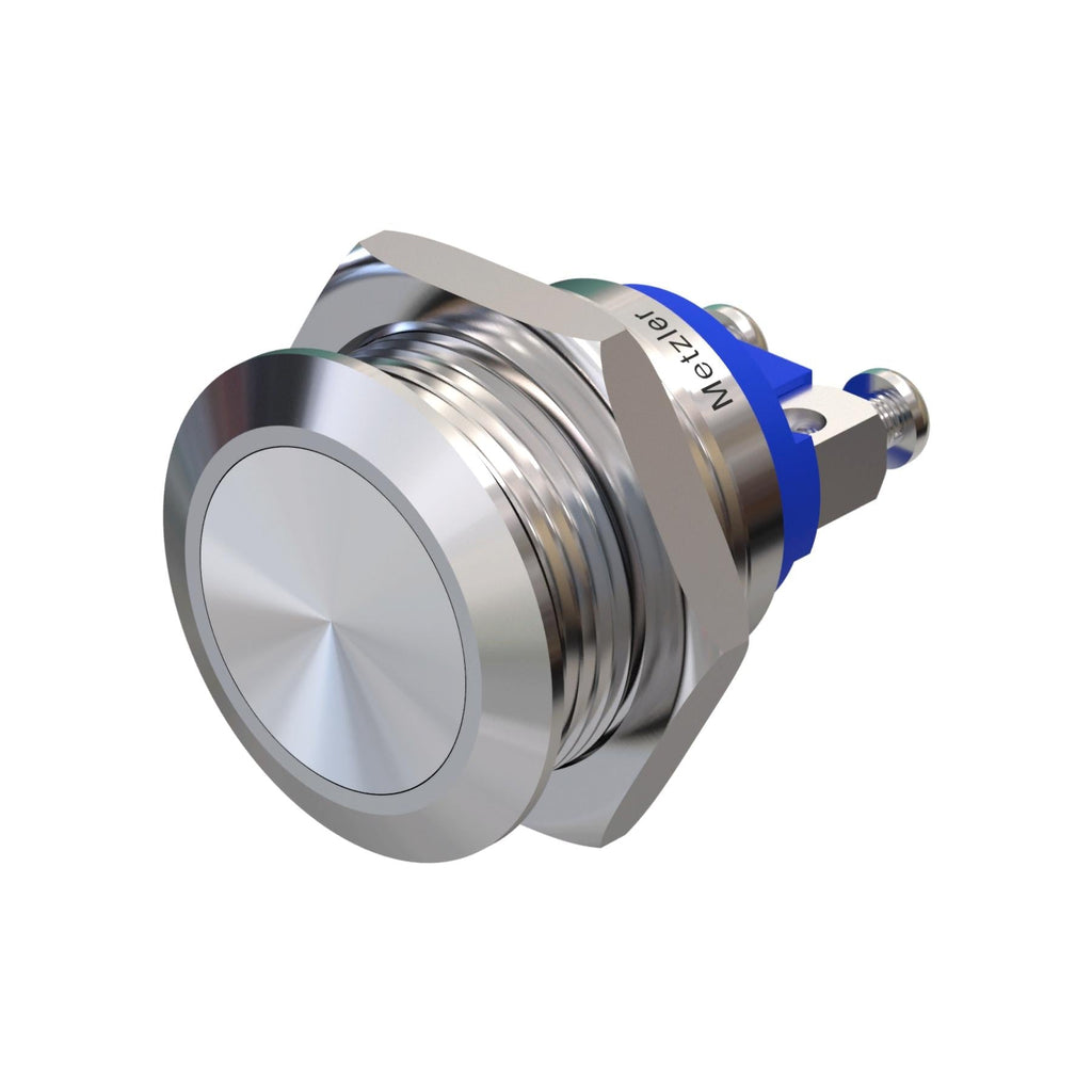 Metzler - Drucktaster 19mm - IP67 IK10 - Edelstahl - Flach - Schraubkontakte