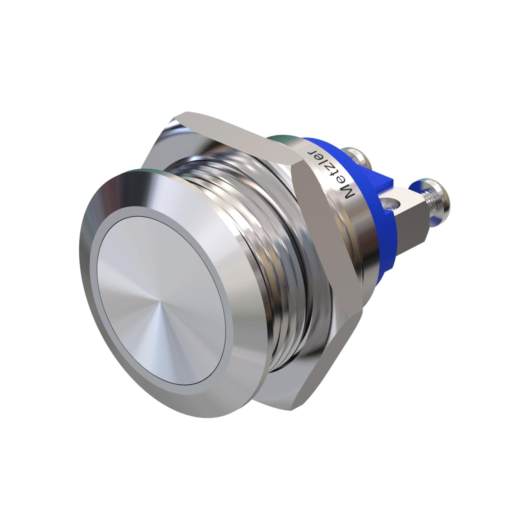 Metzler - Drucktaster 19mm - IP67 IK10 - Edelstahl - Flach - Schraubkontakte
