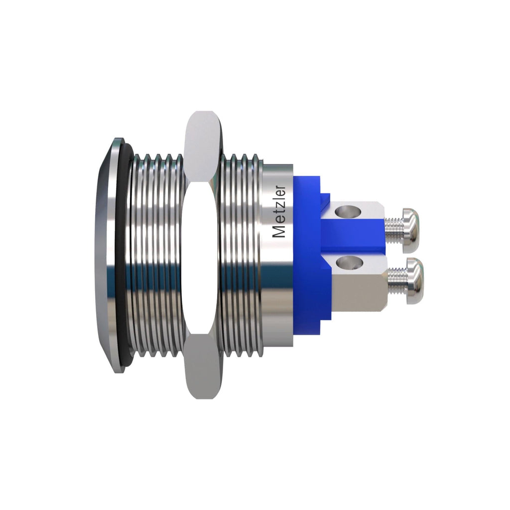 Metzler - Drucktaster 19mm - IP67 IK10 - Edelstahl - Flach - Schraubkontakte