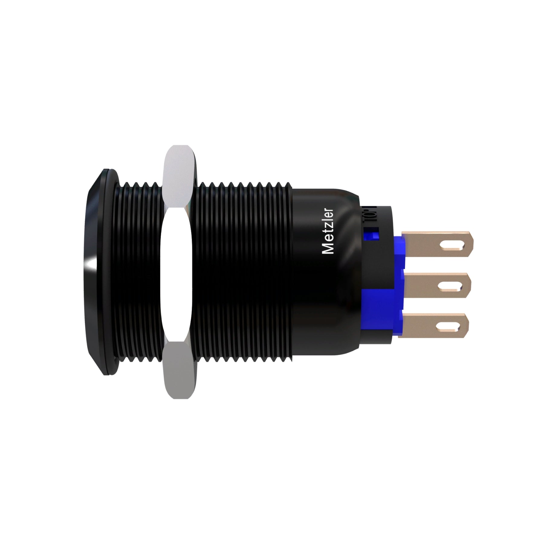 Metzler - Drucktaster 19mm - IP67 IK10 - Aluminium - Flach - Lötanschluss