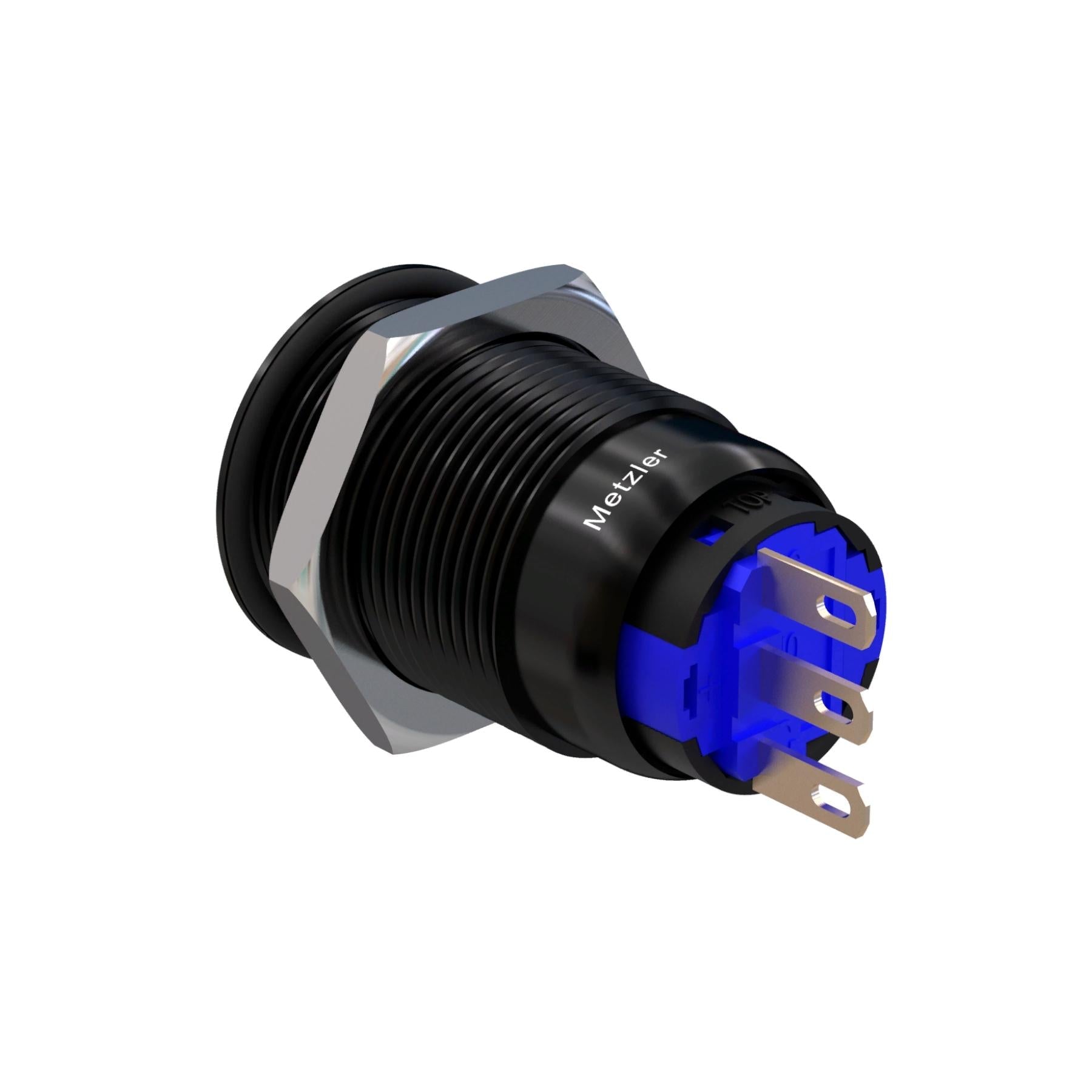 Metzler - Drucktaster 19mm - IP67 IK10 - Aluminium - Flach - Lötanschluss