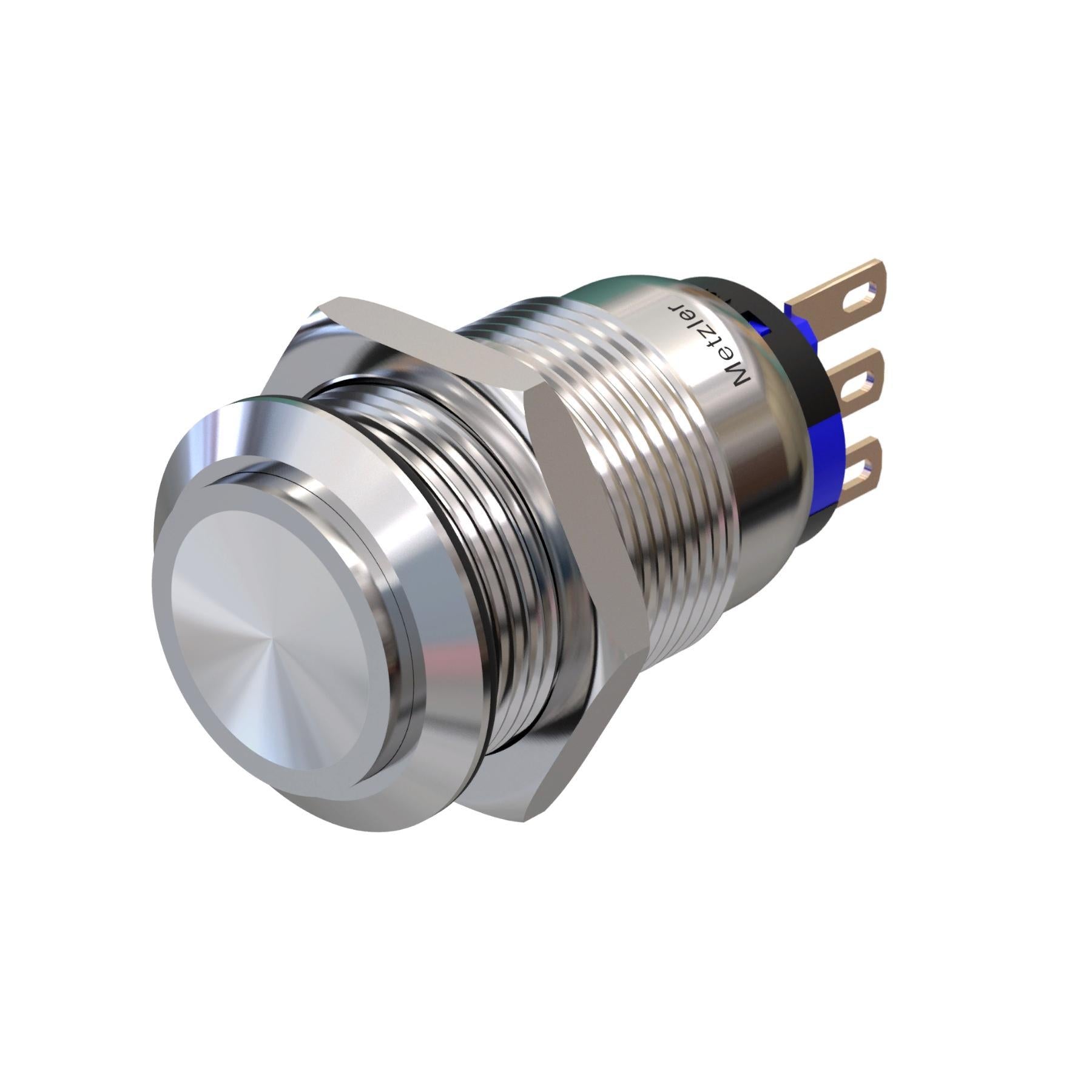 Metzler - Drucktaster 19mm - IP67 IK10 - Edelstahl - Hervorstehend - Lötkontakte