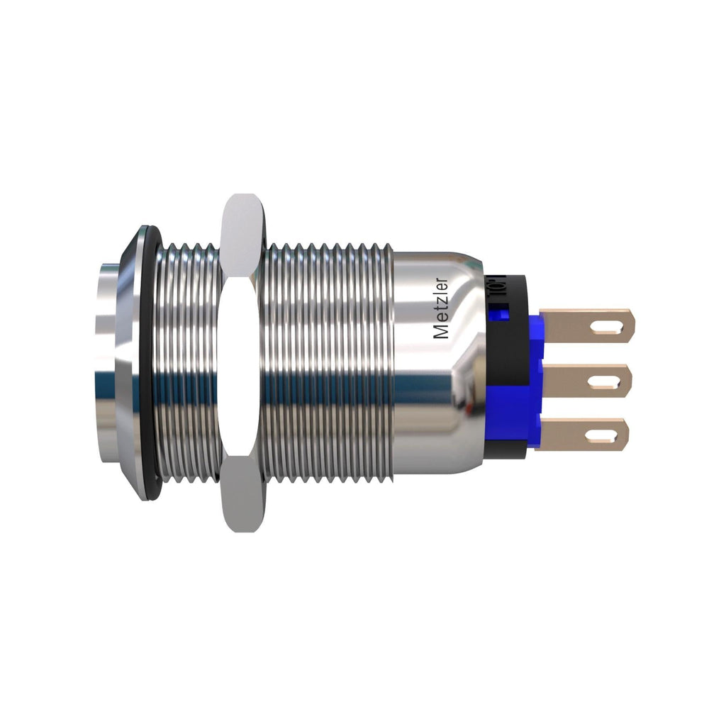 Metzler - Drucktaster 19mm - IP67 IK10 - Edelstahl - Hervorstehend - Lötkontakte