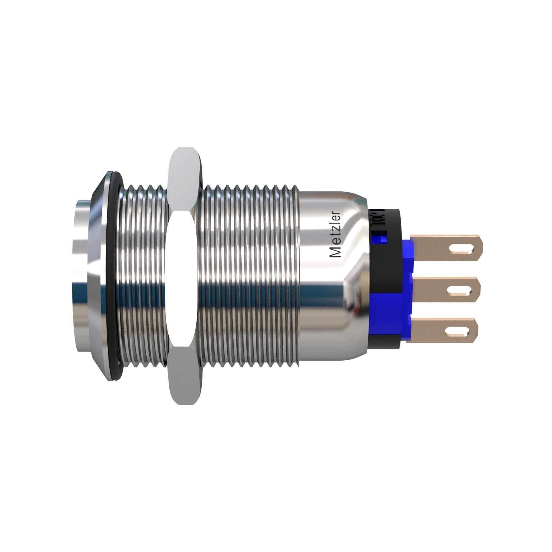 Metzler - Drucktaster 19mm - IP67 IK10 - Edelstahl - Hervorstehend - Lötkontakte