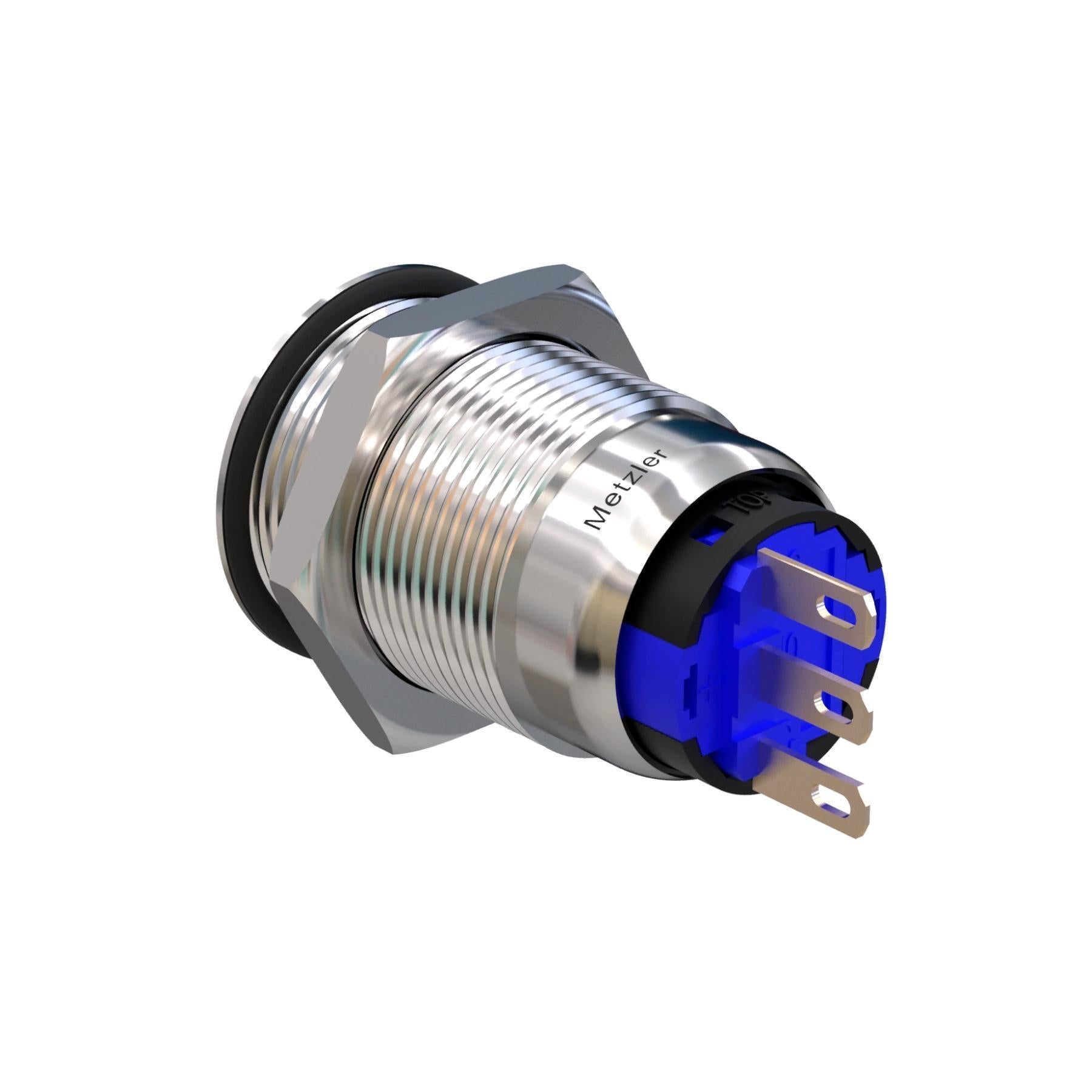 Metzler - Drucktaster 19mm - IP67 IK10 - Edelstahl - Flach - Lötkontakte
