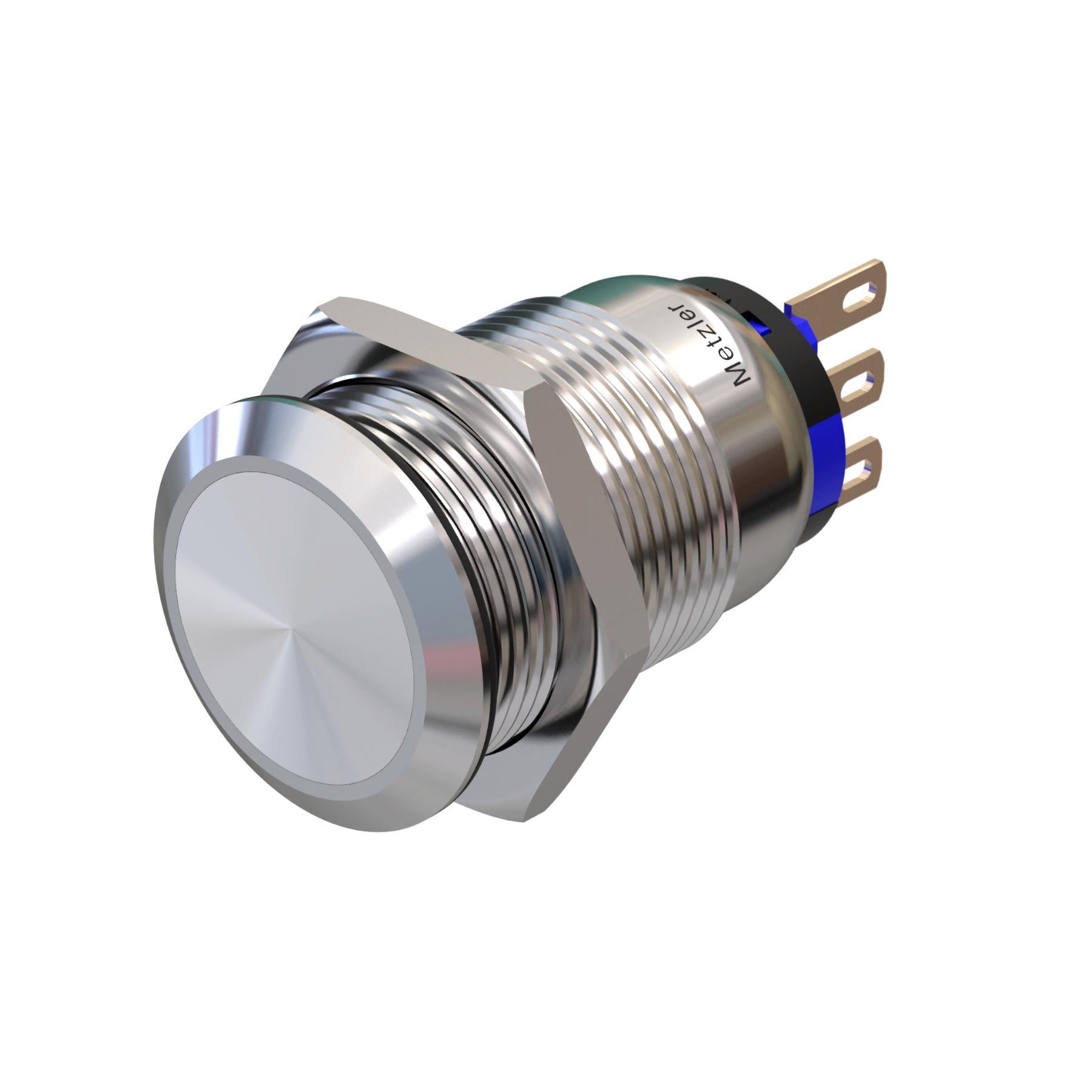 Metzler - Drucktaster 19mm - IP67 IK10 - Edelstahl - Flach - Lötkontakte