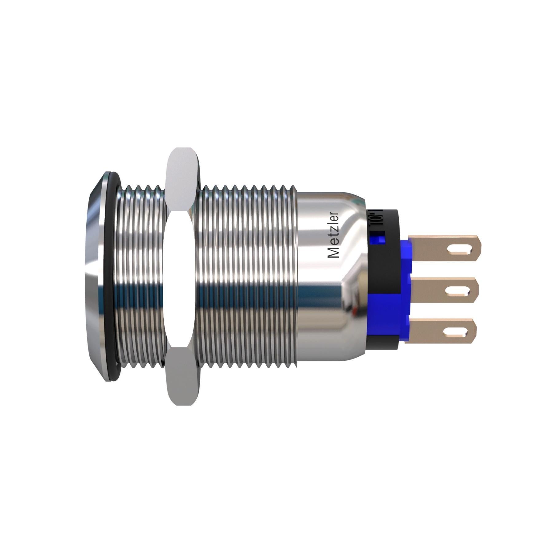 Metzler - Drucktaster 19mm - IP67 IK10 - Edelstahl - Flach - Lötkontakte