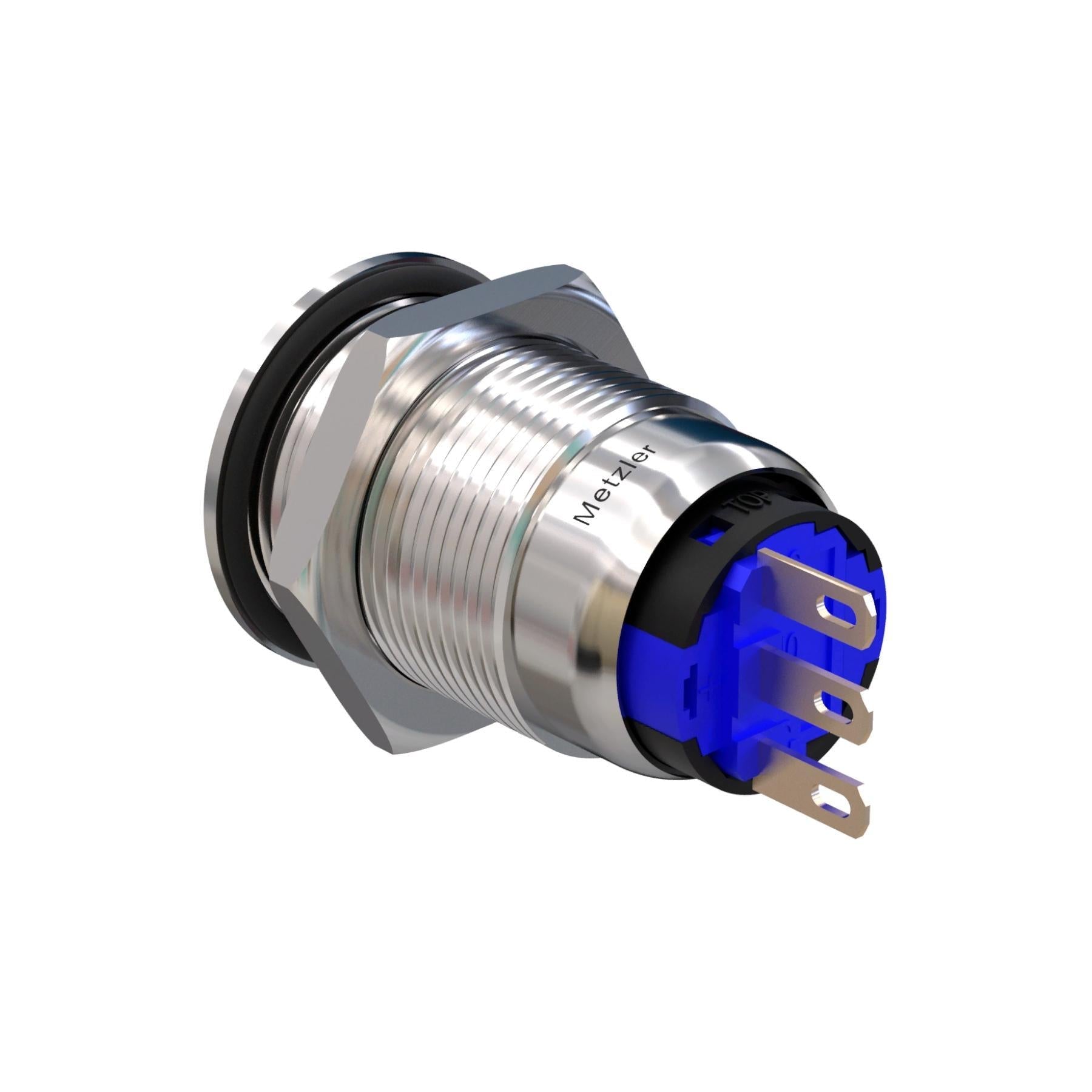Metzler - Drucktaster 19mm - IP67 IK10 - Edelstahl - Gewölbt - Lötkontakte