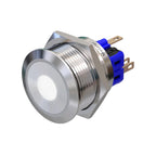 Metzler - Drucktaster 25mm - LED Punktbeleuchtung Weiß - IP67 IK10 - Edelstahl - Flach - Lötkontakte