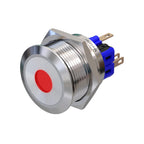 Metzler - Drucktaster 25mm - LED Punktbeleuchtung Rot - IP67 IK10 - Edelstahl - Flach - Lötkontakte