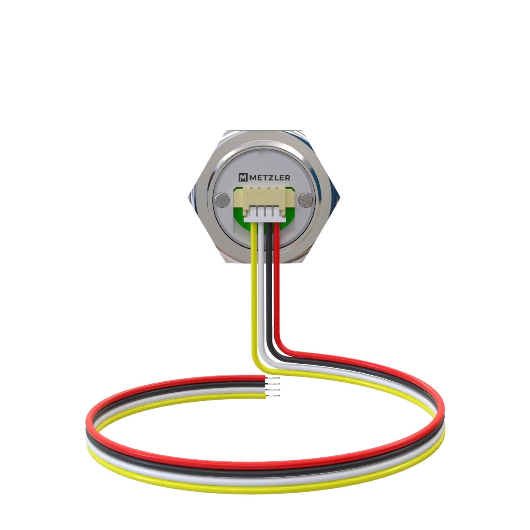 Metzler - Drucktaster 19mm - LED Symbol Licht Blau - IP67 IK10 - Edelstahl - Flach -  Kabelanschluss