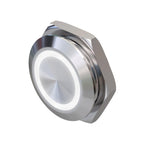 Metzler - Drucktaster 19mm - LED Ringbeleuchtung Weiß - IP67 IK10 - Edelstahl - Flach -  Kabelanschluss