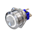 Metzler - Drucktaster 25mm - LED Ringbeleuchtung Weiß - IP67 IK10 - Edelstahl - Hervorstehend - Lötkontakte