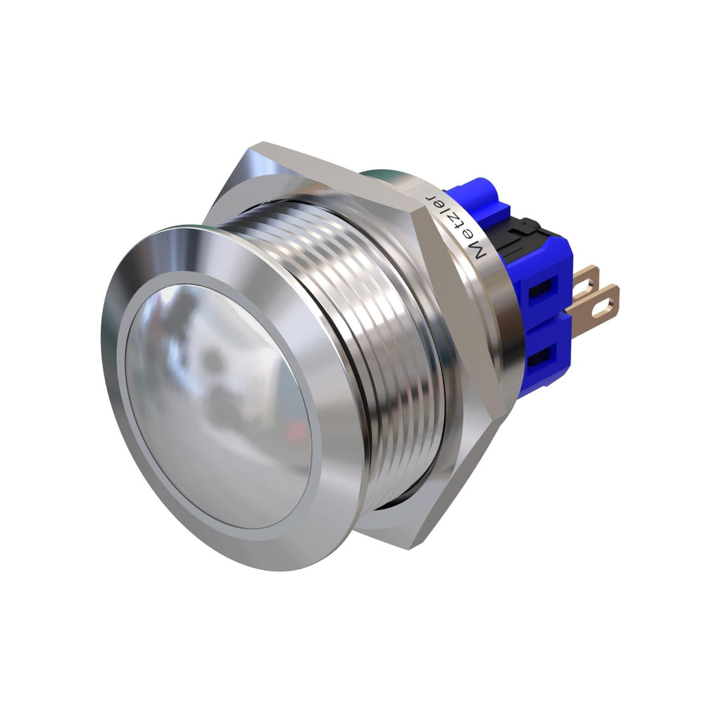 Metzler - Drucktaster 25mm - IP67 IK10 - Edelstahl - Gewölbt - Lötkontakte