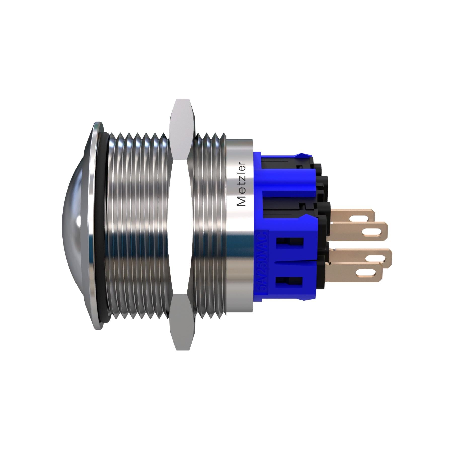 Metzler - Drucktaster 25mm - IP67 IK10 - Edelstahl - Gewölbt - Lötkontakte