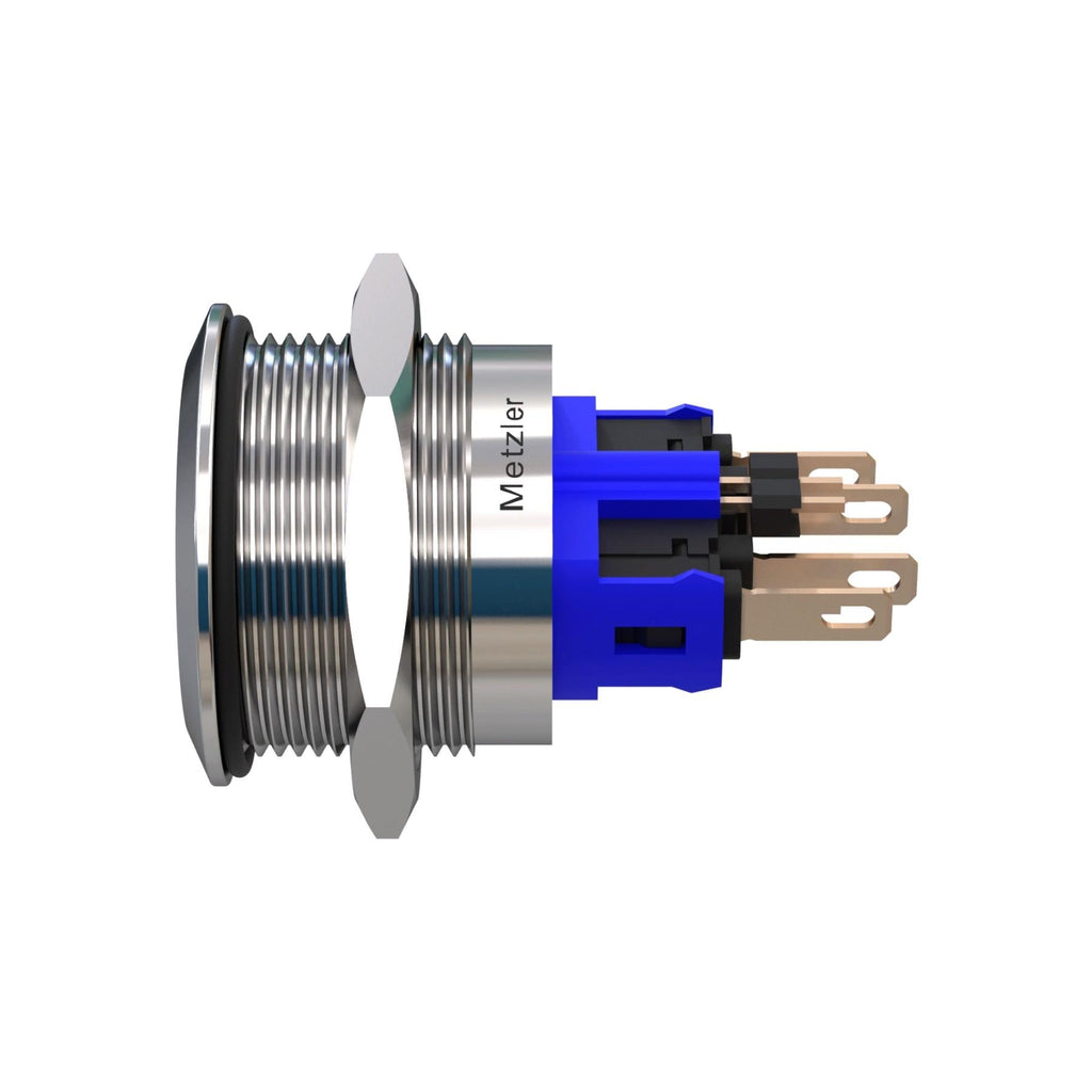 Metzler - Drucktaster 22mm - LED Symbol Power RGB - IP67 IK10 - Edelstahl - Flach - Lötkontakte