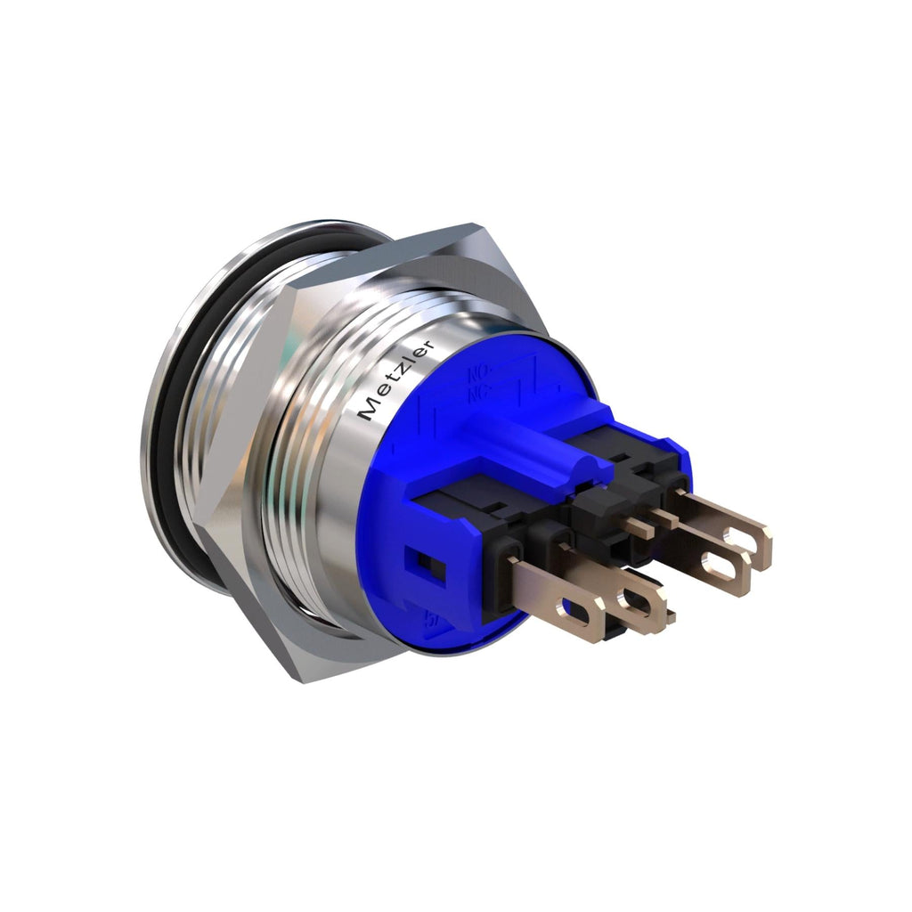 Metzler - Drucktaster 22mm - LED Symbol Power RGB - IP67 IK10 - Edelstahl - Flach - Lötkontakte