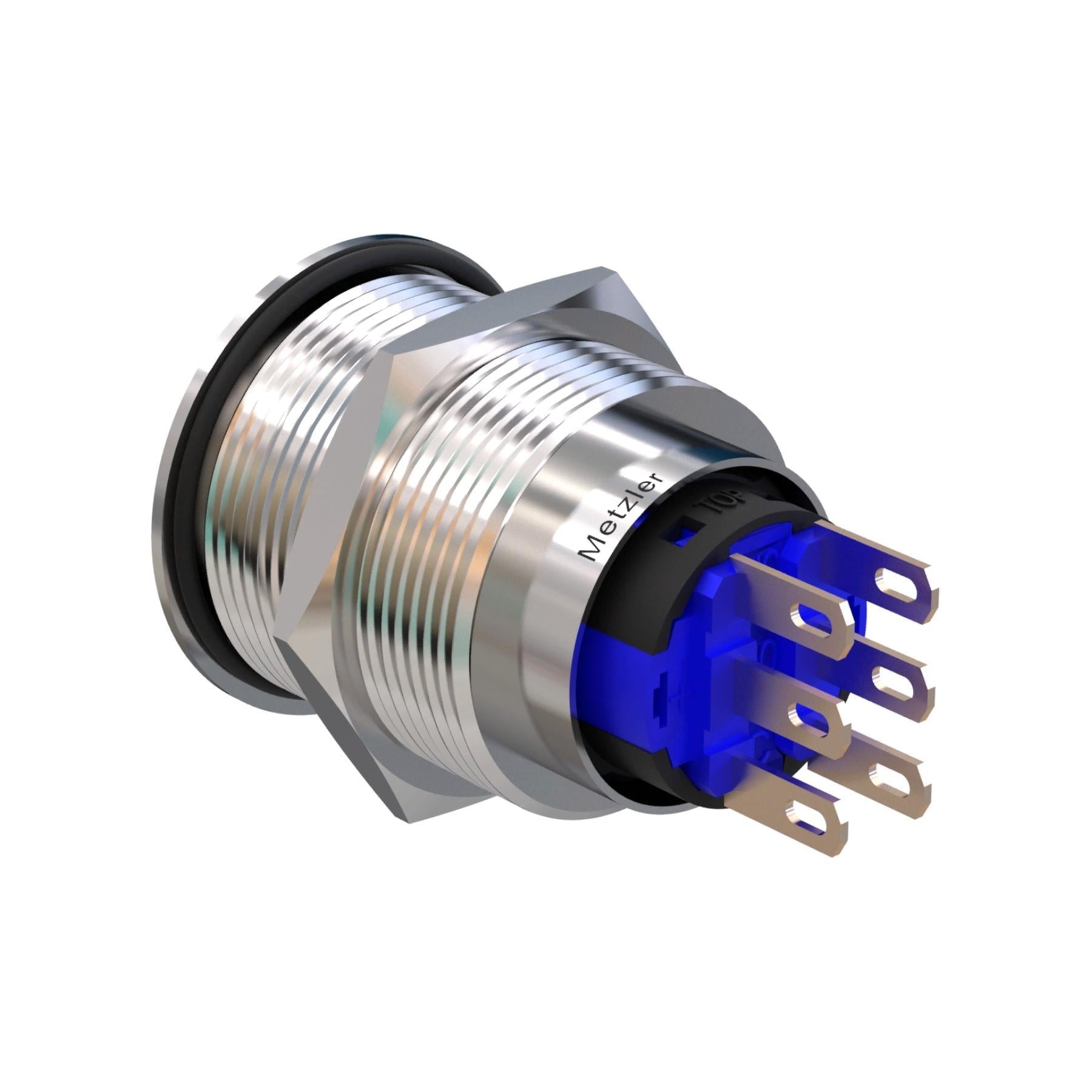 Metzler - Drucktaster 22mm - IP67 IK10 - Edelstahl - 2-polig - Gewölbt - Lötkontakte