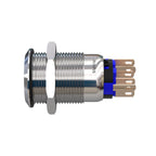 Metzler - Drucktaster 19mm - LED Ringbeleuchtung Blau - IP67 IK10 - Edelstahl - 2-polig - Flach - Lötkontakte