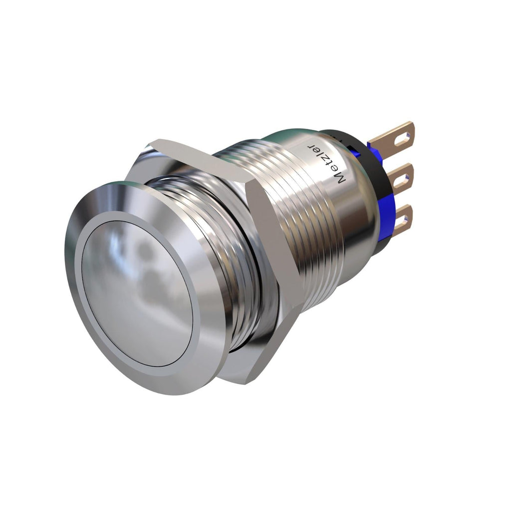 Metzler - Drucktaster 19mm - IP67 IK10 - Edelstahl - Gewölbt - Lötkontakte