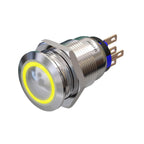 Metzler - Drucktaster 19mm - LED Ringbeleuchtung Gelb - IP67 IK10 - Edelstahl - Gewölbt - Lötkontakte