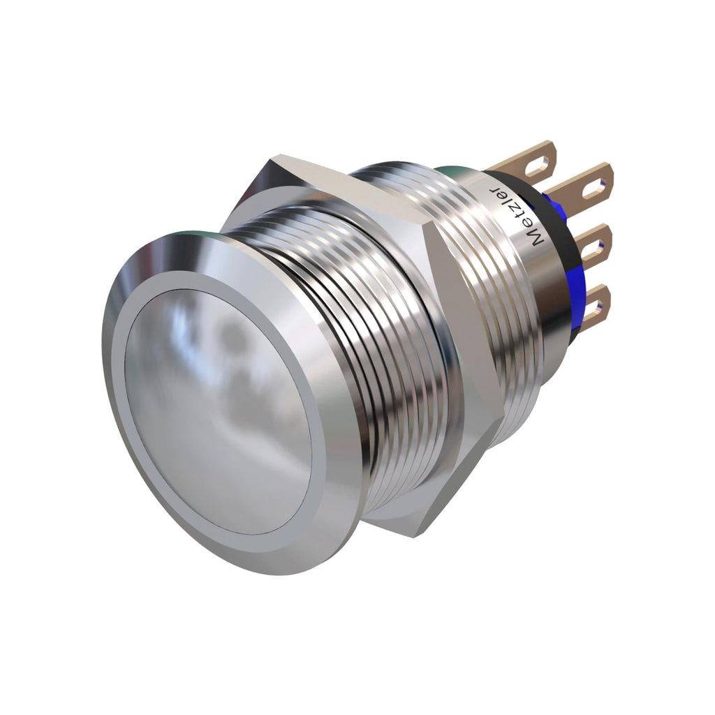 Metzler - Drucktaster 22mm - IP67 IK10 - Edelstahl - 2-polig - Gewölbt - Lötkontakte