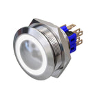 Metzler - Drucktaster 30mm - LED Ringbeleuchtung Weiß - IP67 IK10 - Edelstahl - 2-polig - Gewölbt - Lötkontakte