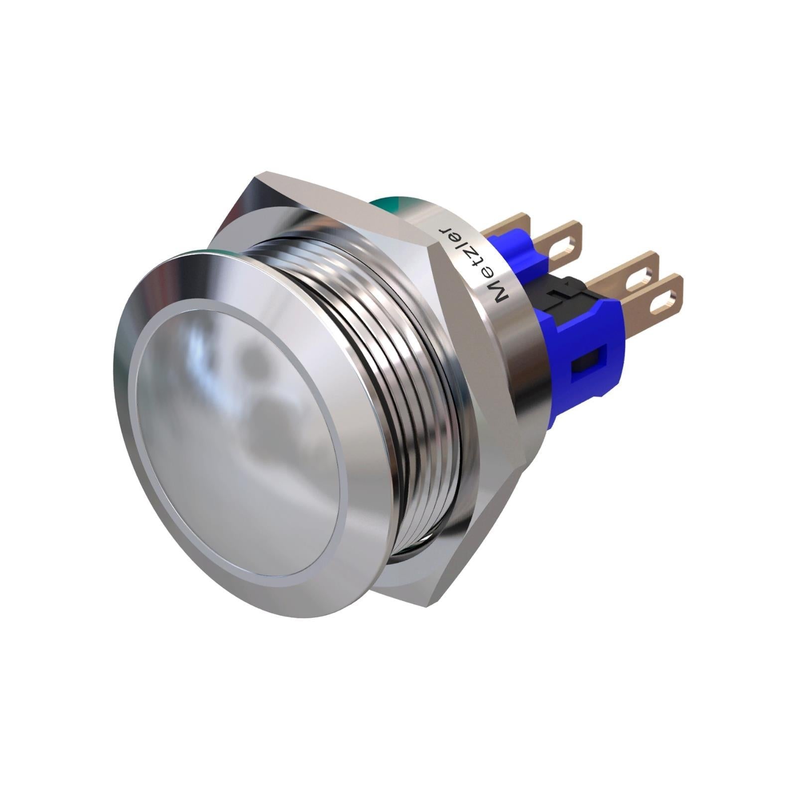 Metzler - Drucktaster 22mm - IP67 IK10 - Edelstahl - Gewölbt - Lötkontakte