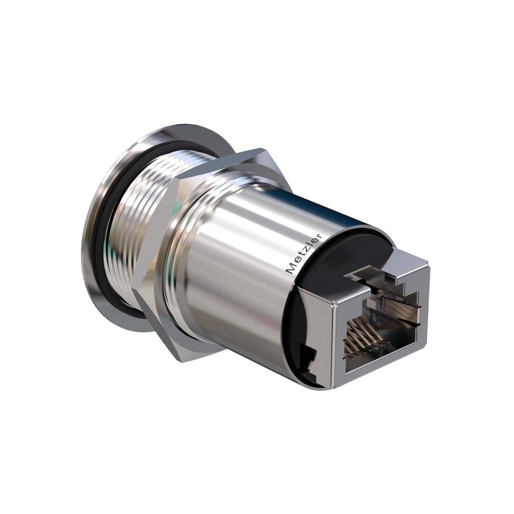 Metzler - RJ45 Einbauelement Ø22mm - IK10 - Edelstahl - Flach - Ethernet Anschluss