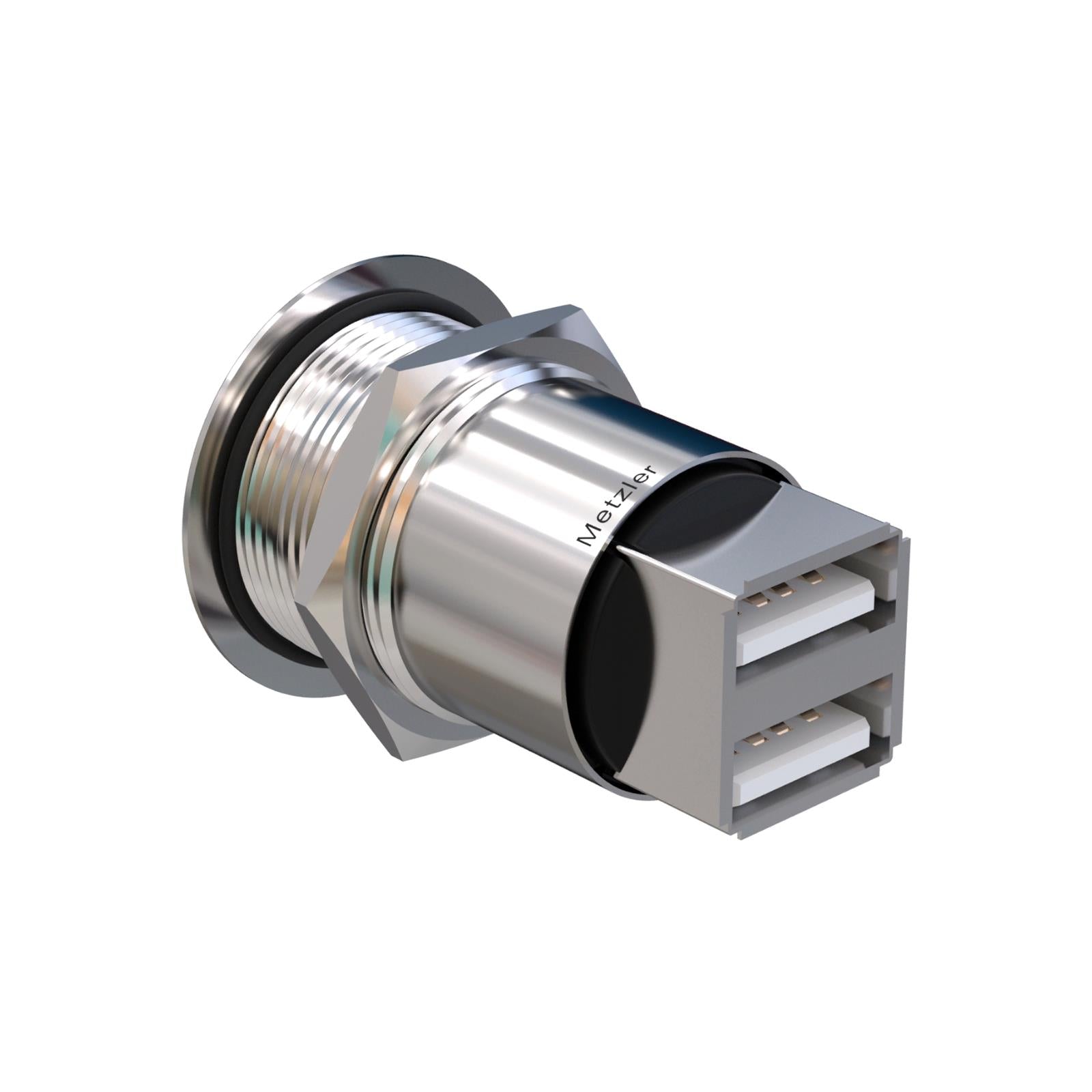 Metzler - 2 x USB 2.0 Einbauelement 22mm - IK10 - Edelstahl - Flach