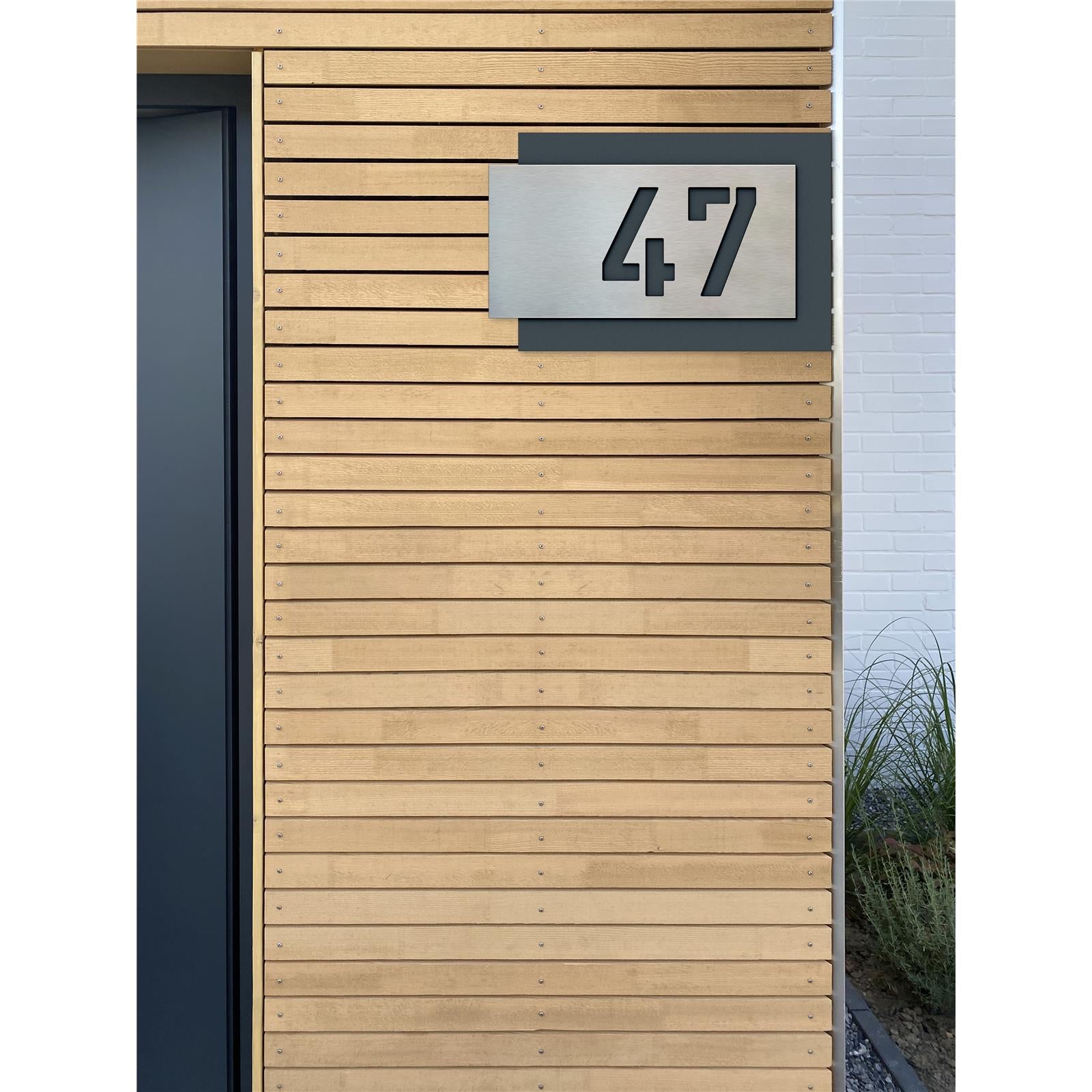 Metzler modernes Hausnummernschild Anthrazit Edelstahl