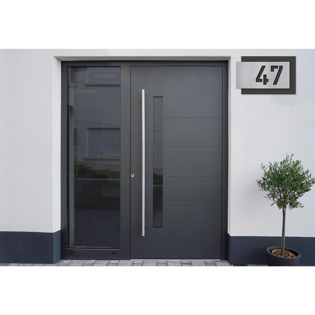 Metzler modernes Hausnummernschild Anthrazit Edelstahl