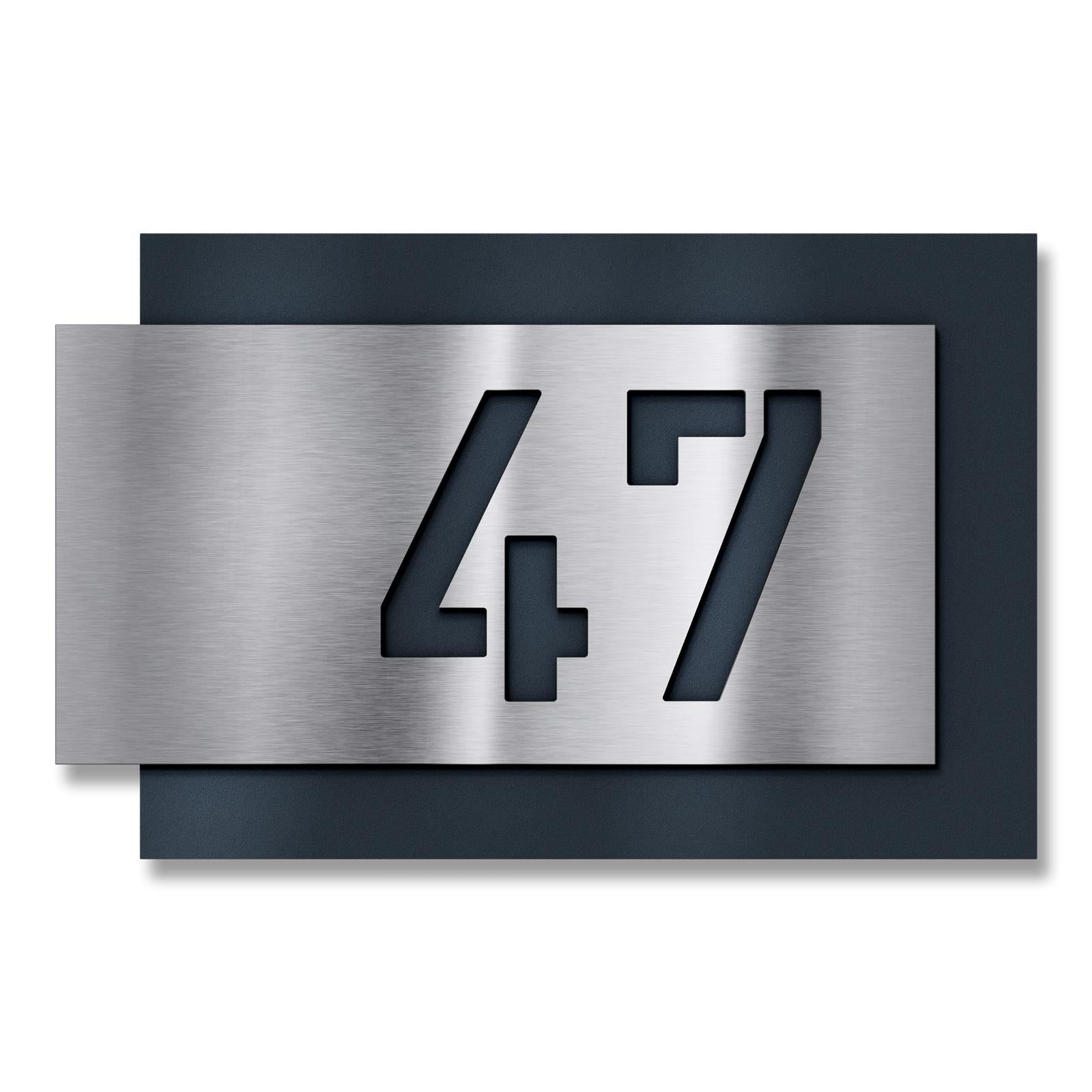 Metzler modernes Hausnummernschild Anthrazit Edelstahl