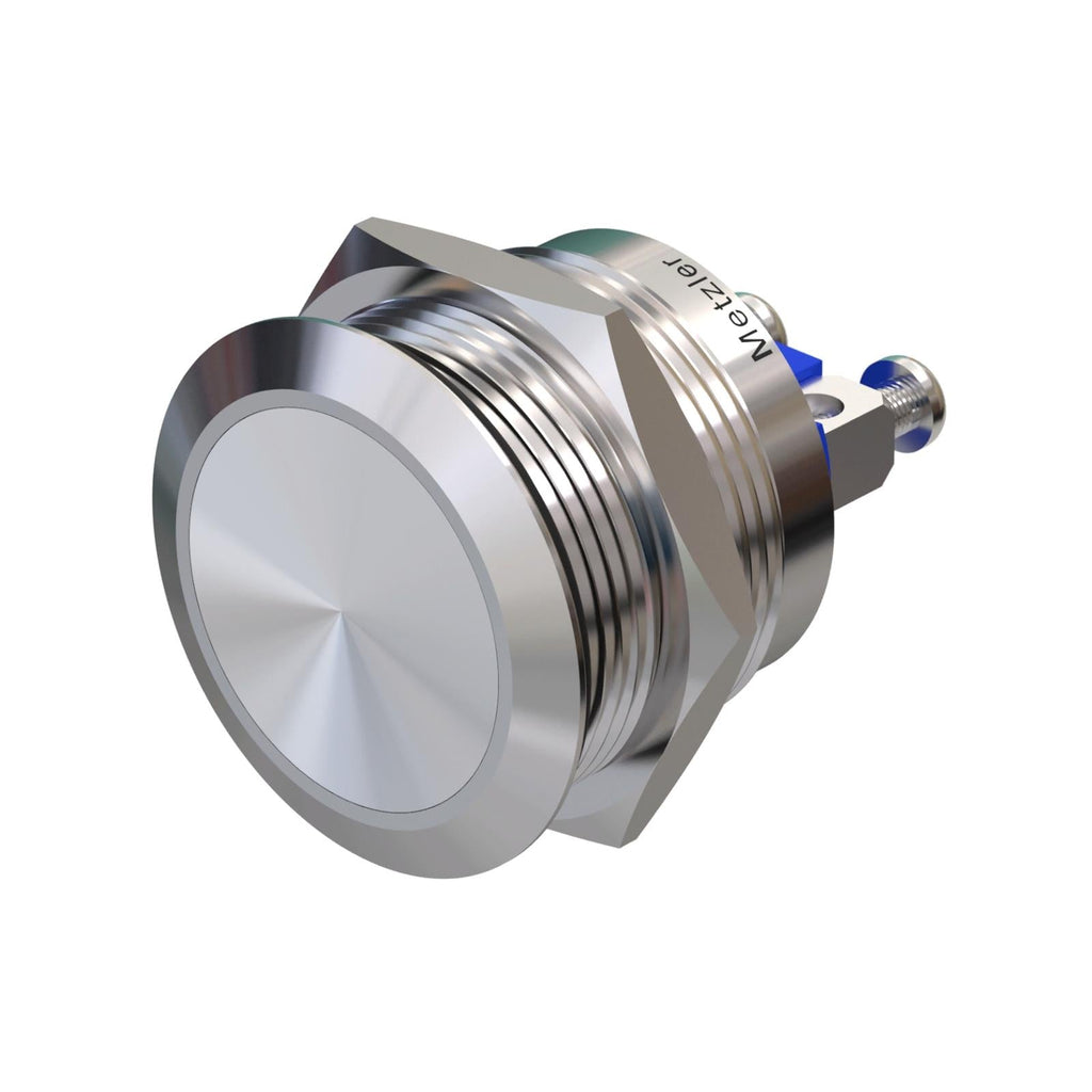 Metzler - Drucktaster 22mm - IP67 IK10 - Edelstahl - Flach - Schraubkontakte